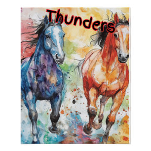 Thunders - Watercolor Horses Poster