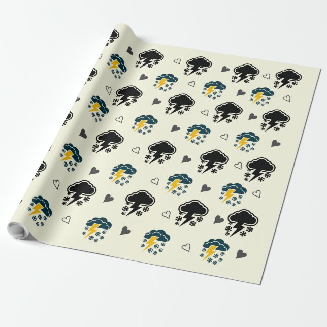 "Thunderstorm Elegance: ☁️and ⚡ Wrapping paper.  Wrapping Paper (Unrolled)