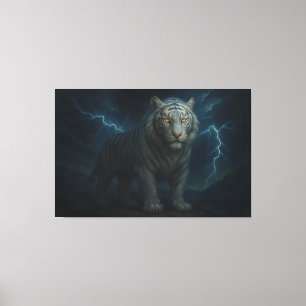 Thunderstorm Golden-Eyed White Tiger   ManJiangHon Canvas Print