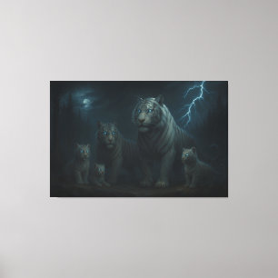 Thunderstorm Guardian White Tiger Family   ManJian Canvas Print