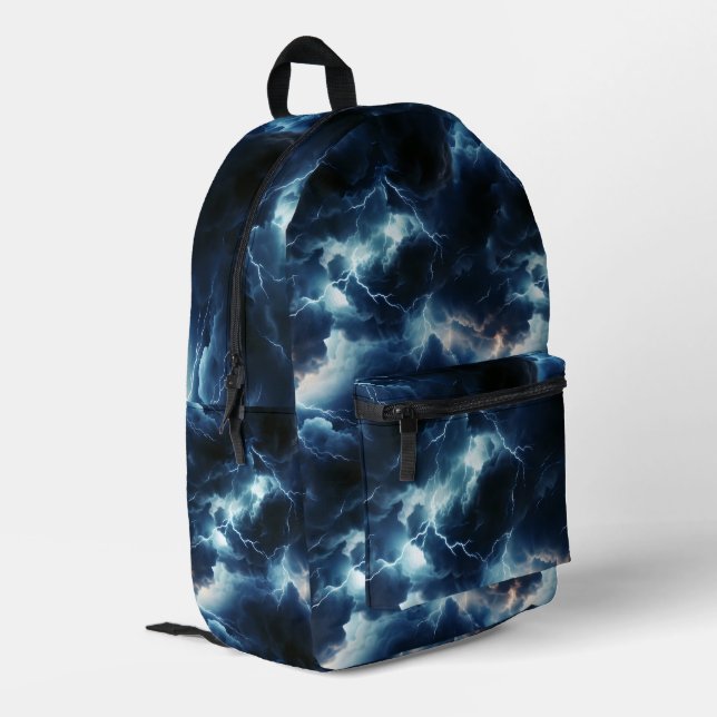 Thunderstorm Lighting Pattern Printed Backpack (Back Corner Left)