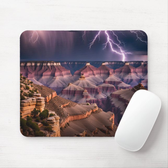 Thunderstorm Over The Grand Canyon Mouse Mat (With Mouse)