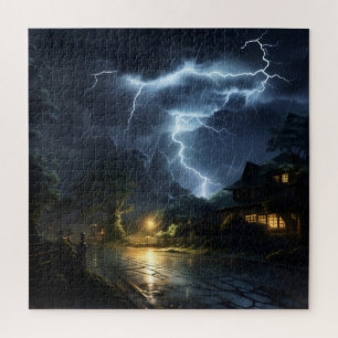 Thunderstorm over Village Jigsaw Puzzle
