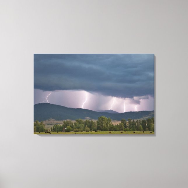 Thunderstorm produced lightning in the Jocko Canvas Print (Front)