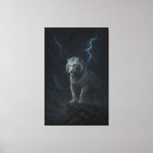 Thunderstorm White Tiger – Storm King Mythic Beast Canvas Print