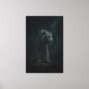 Thunderstrike White Tiger – Stormborn King Canvas Print