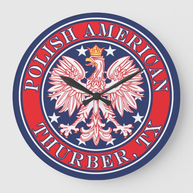 Thurber Texas Polish American Eagle Large Clock (Front)