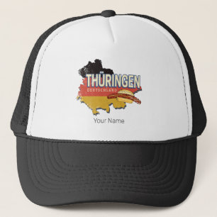 Thuringia Germany Retro Federal State Map Vintage Trucker Hat