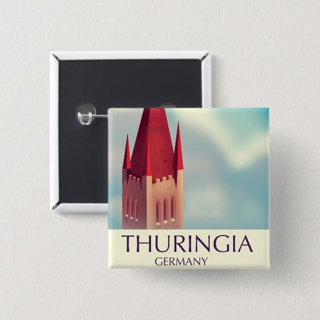 Thuringia Germany travel poster 15 Cm Square Badge (Front & Back)