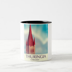 Thuringia Germany travel poster Two-Tone Coffee Mug