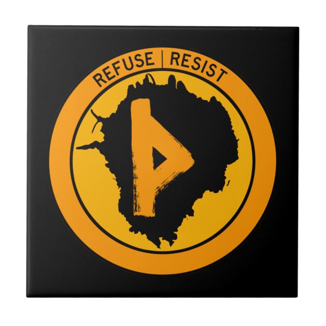 Thurisaz Inkblot Refuse Resist Tile (Front)