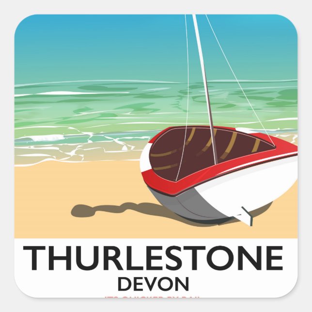 Thurlestone South Devon travel poster Square Sticker (Front)