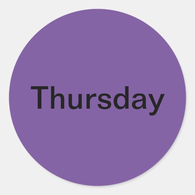 Thursday Day of the Week Purple Stickers (Front)