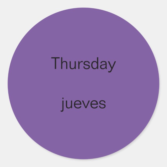Thursday jueves English to Spanish Stickers (Front)