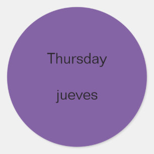 Thursday jueves English to Spanish Stickers