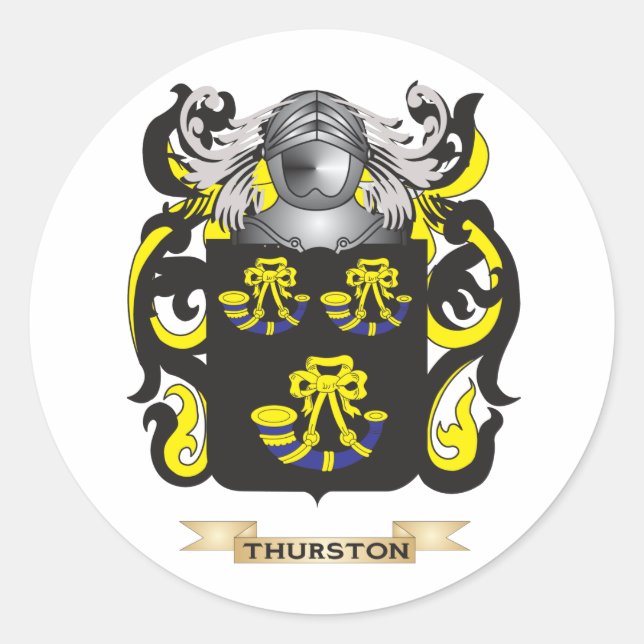 Thurston Family Crest (Coat of Arms) Classic Round Sticker (Front)