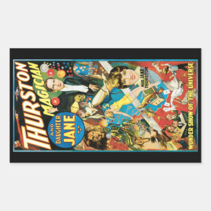 Thurston Magician & Jane ~ Vintage Magic Act Rectangular Sticker