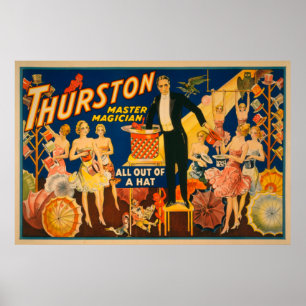 Thurston, Master Magician "Out of a Hat" Magic Poster