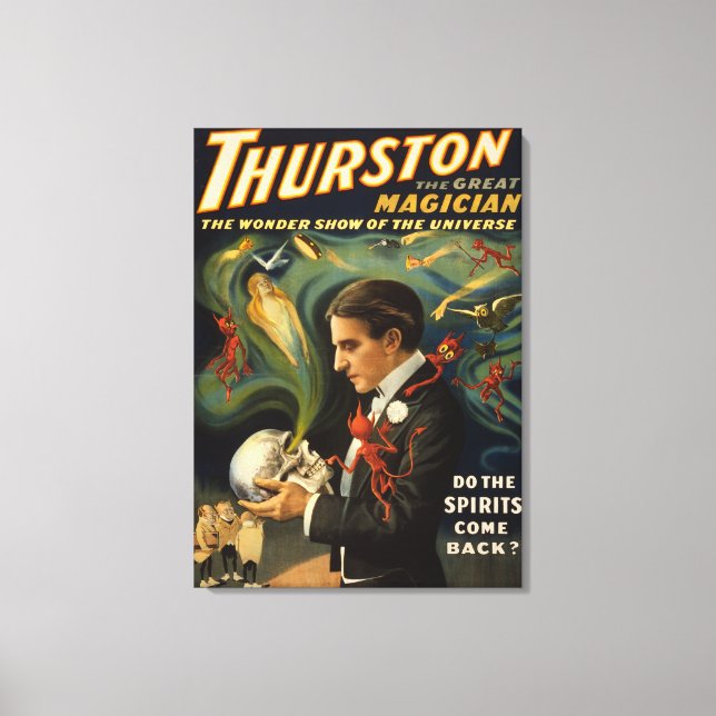Thurston the Great Magician Holding Skull Magic Canvas Print (Front)