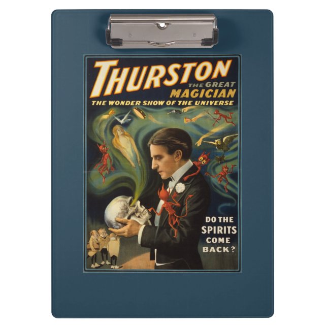Thurston the Great Magician Holding Skull Magic Clipboard (Front)