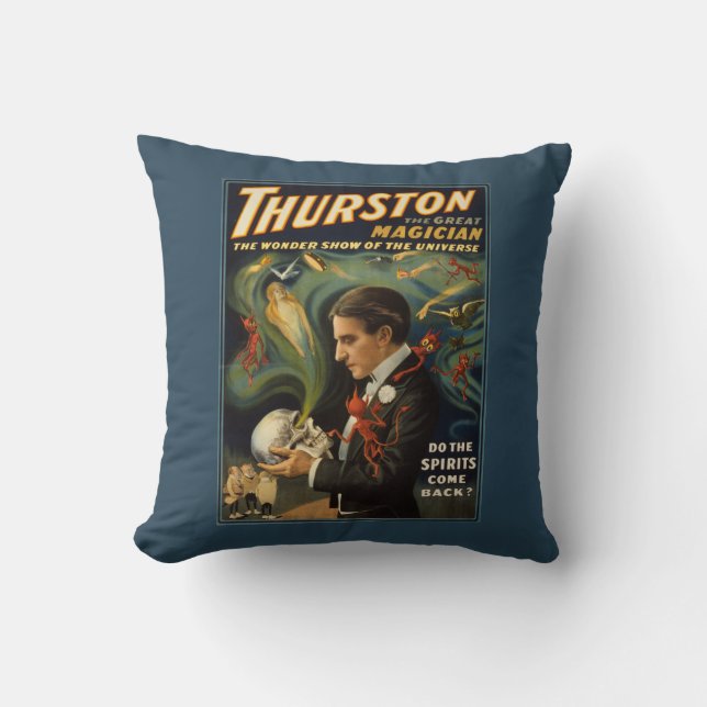 Thurston the Great Magician Holding Skull Magic Cushion (Front)