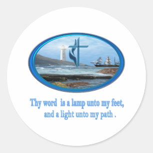 Thy word is a lamp  psalm 119 gifts classic round sticker
