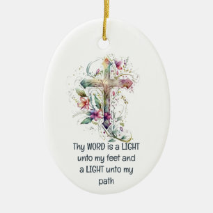 Thy word is a lamp unto my feet Inspirational Ceramic Tree Decoration