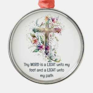 Thy word is a lamp unto my feet Inspirational Metal Tree Decoration