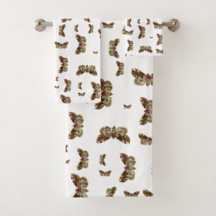 Thyatira batis - The Peach Blossom Moth Bath Towel Set