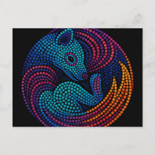 Thylacine Dream – Vibrant Dot Art in Modern Colour Holiday Postcard