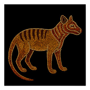 Thylacine Spirit – Traditional Aboriginal Dot Pain Poster