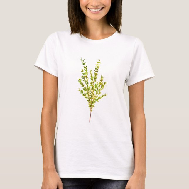 Thyme herbs Botanical herb watercolor green T-Shirt (Front)
