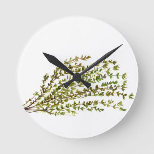 Thyme herbs kitchen art watercolour painting round clock
