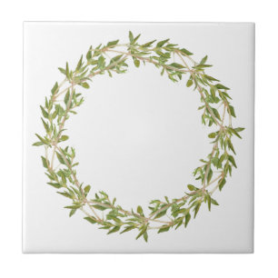 THYME WREATH 4.25" Ceramic Tile
