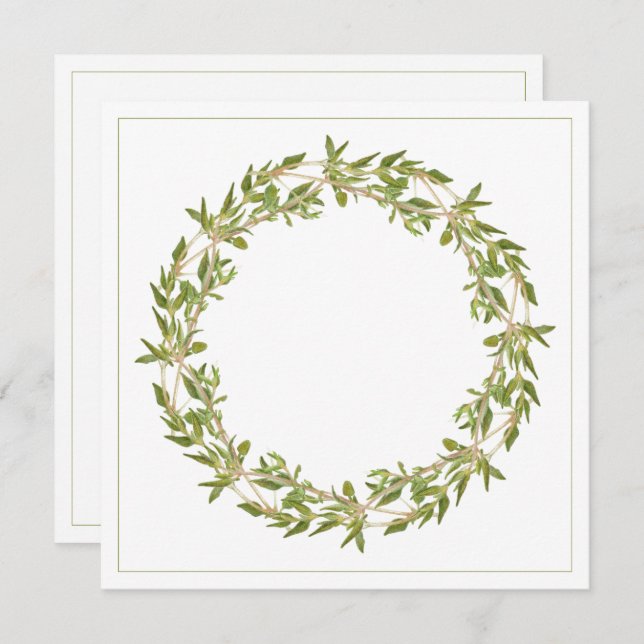 THYME WREATH 5.25" Square Flat Card (Front/Back)