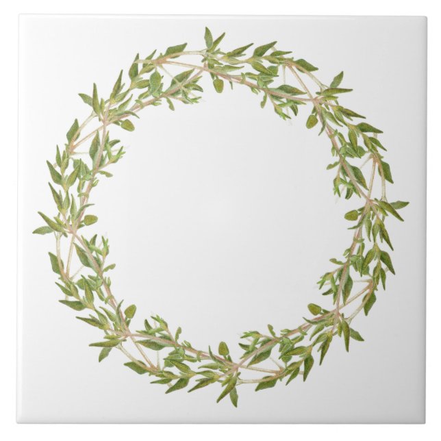 THYME WREATH 6" Ceramic Tile (Front)