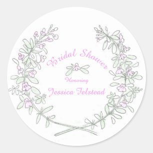 Thyme wreath art bridal shower wedding sticker