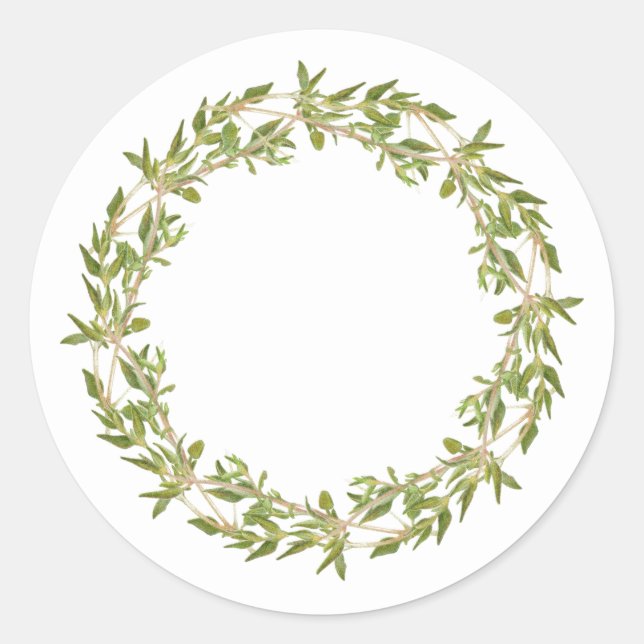THYME WREATH Large Round Stickers (Front)