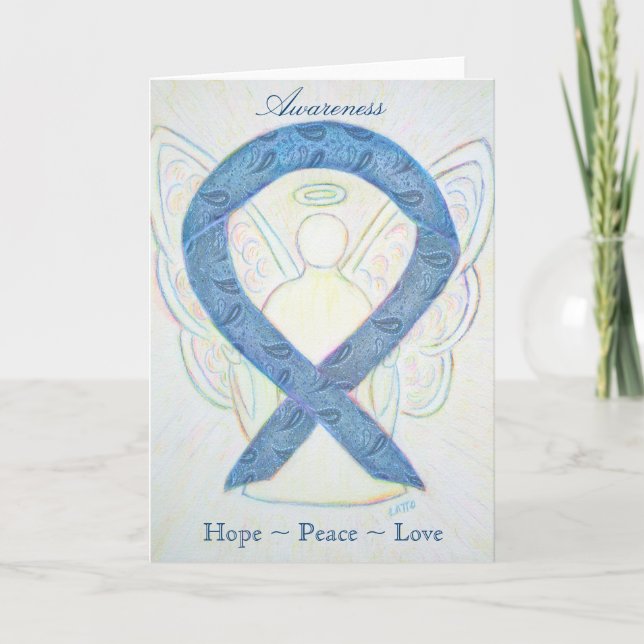 Thyroid Awareness Ribbon Angel Greeting Card (Front)