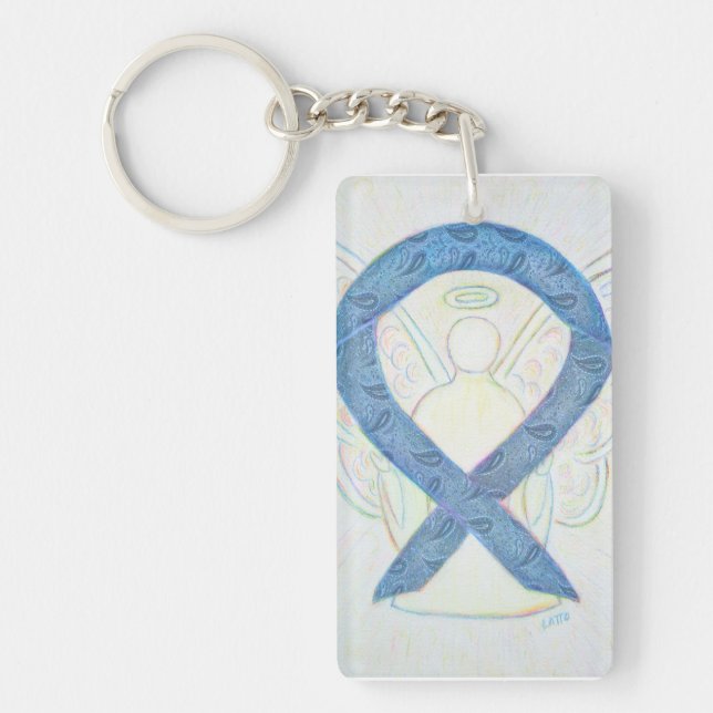 Thyroid Awareness Ribbon Angel Key chain (Front)