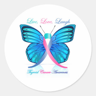Thyroid Butterfly- Live Love Laugh Classic Round Sticker