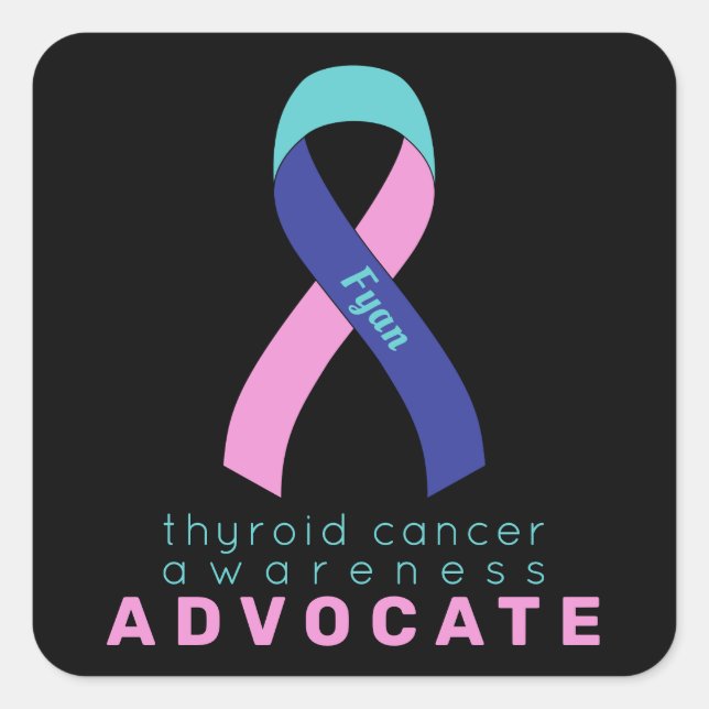 Thyroid Cancer Advocate Black Square Sticker (Front)