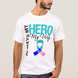Thyroid Cancer ALWAYS MY HERO MY WIFE T-Shirt