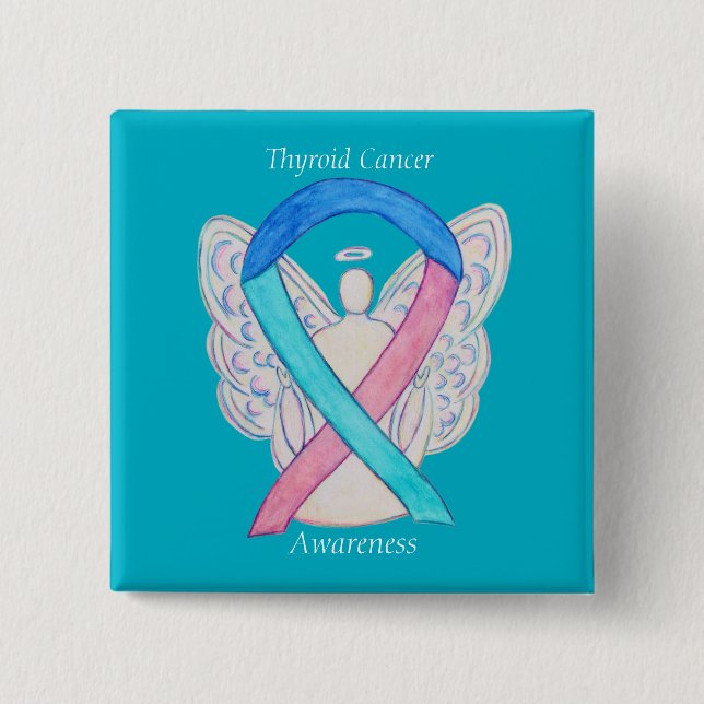 Thyroid Cancer Angel Awareness Ribbon Pins (Front)