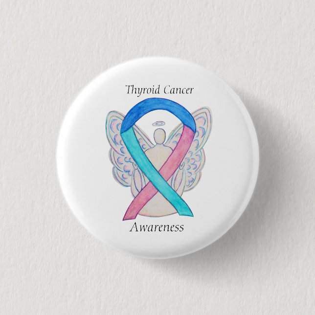 Thyroid Cancer Angel Awareness Ribbon Pins (Front)