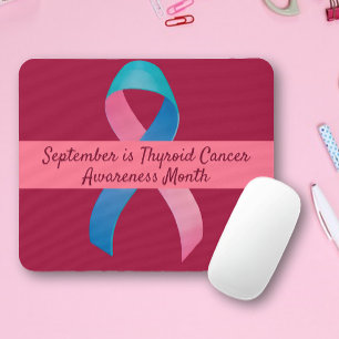 Thyroid Cancer Awareness Blue, Pink, Teal Mouse Mat