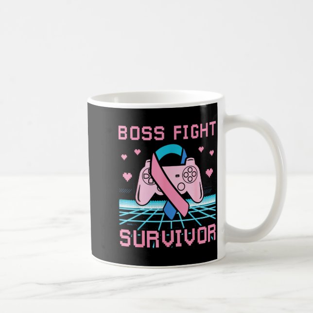 Thyroid Cancer Awareness Boss Fight Survivor Gamer Coffee Mug (Right)