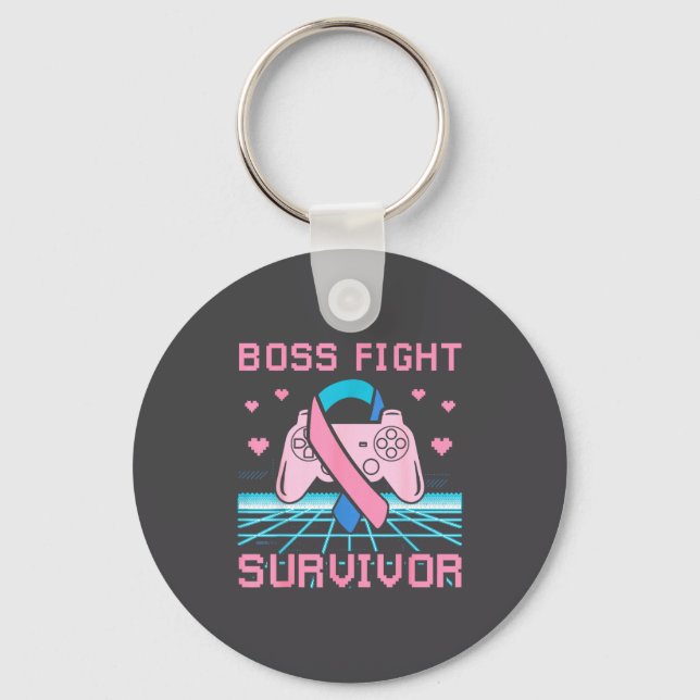 Thyroid Cancer Awareness Boss Fight Survivor Gamer Key Ring (Front)
