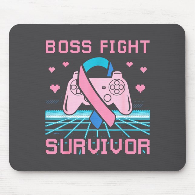 Thyroid Cancer Awareness Boss Fight Survivor Gamer Mouse Mat (Front)