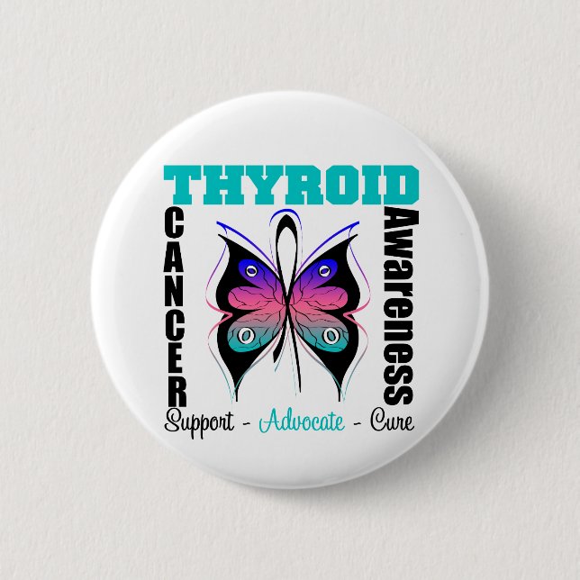 Thyroid Cancer  Awareness Butterfly 6 Cm Round Badge (Front)
